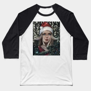 Portrait Of Female Anime Santa Baseball T-Shirt